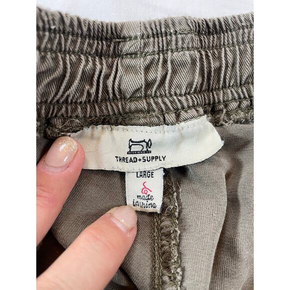 Thread & Supply Women's Tencel Cargo Jogger Pants Olive Green Utility Large - Picture 4 of 8